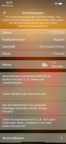 Migräne App screenshot