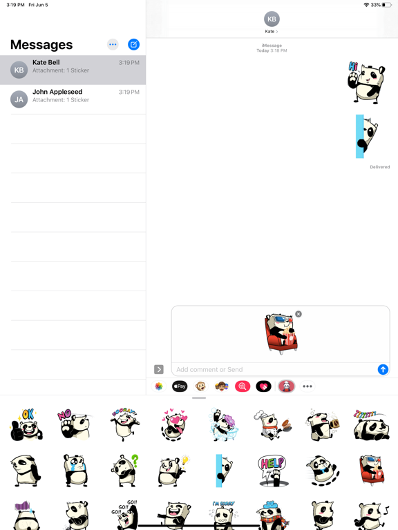 Screenshot #5 pour Black White Panda Stickers