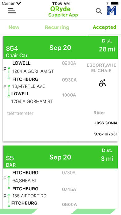 QRyde Supplier App Screenshot