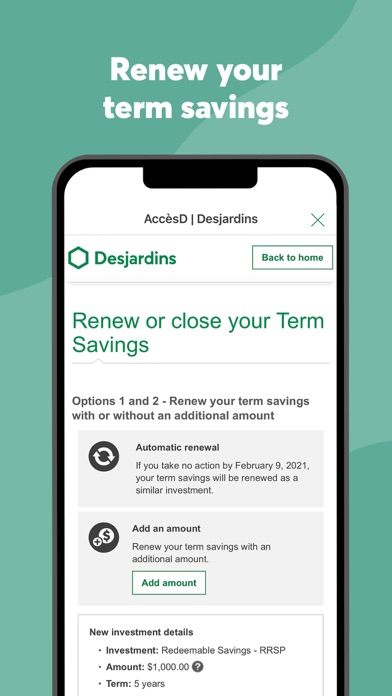 Desjardins mobile services Screenshot