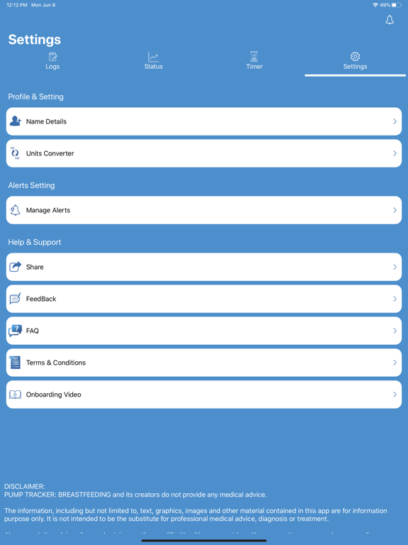 Pump Tracker: Breastfeeding iPad screenshot 4 - Medical app