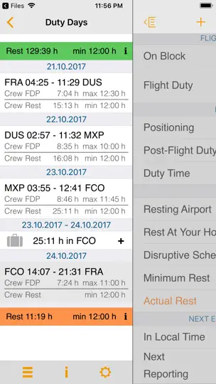 Screenshot von EASA FTL Calc auf dem iPhone 3