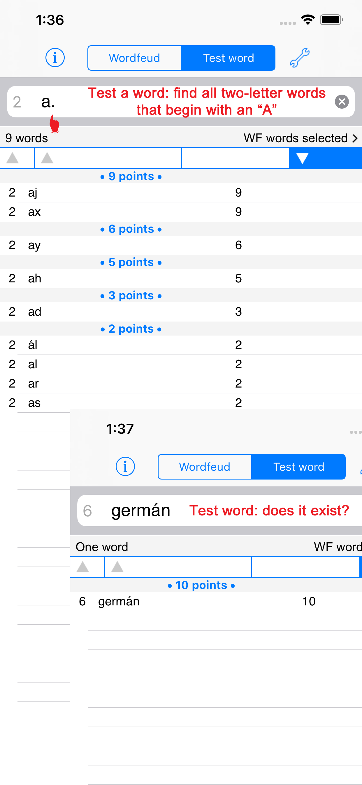 WordsFinder/WF Español screenshot 5