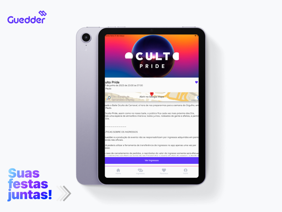 Guedder: Ingressos, Eventos iPad screenshot 1 - Entertainment app