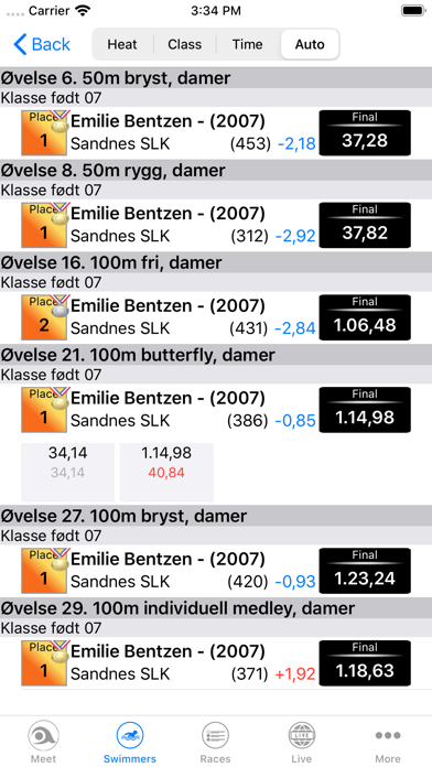 Livetiming Medley Reader iPhone screenshot 4 - Sports app