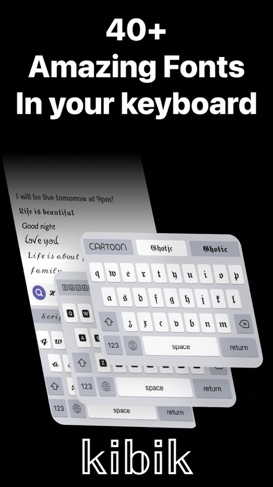 #1. Keyboard Fonts++ | KIBIK (iOS) Przez: Cosmic Taps SL