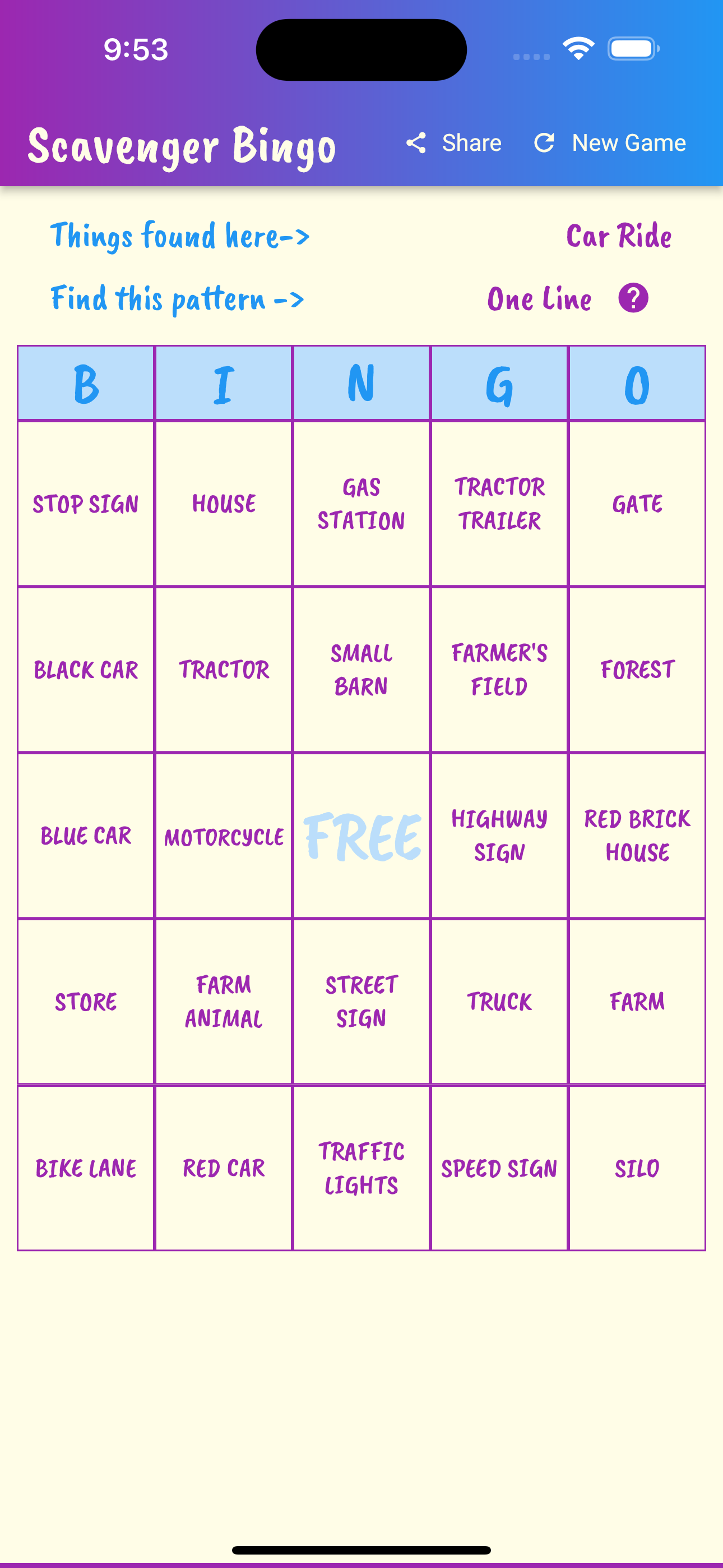 Scavenger Hunt Bingo