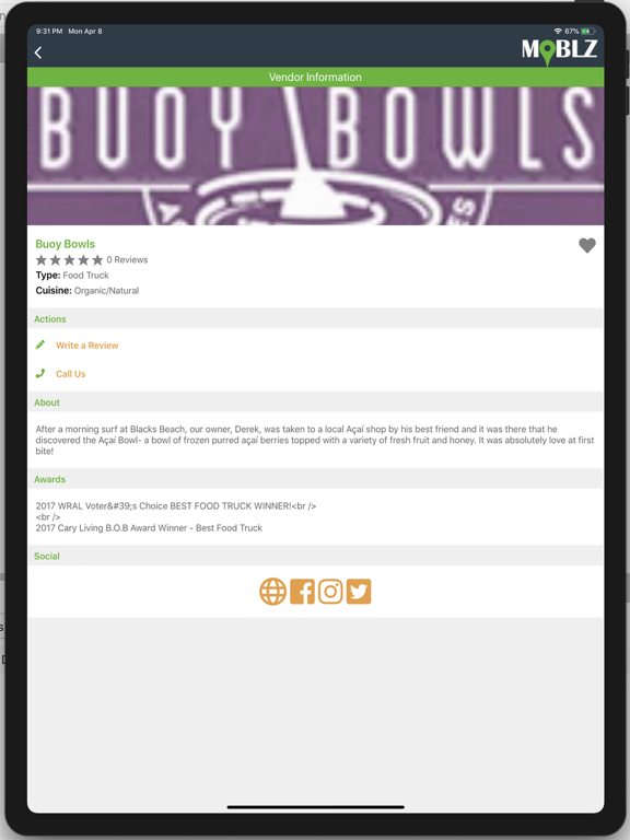 MOBLZ iPad screenshot 1 - Food & Drink app