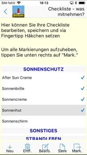 Screenshot von Büsum Urlaubs App auf dem iPhone 7