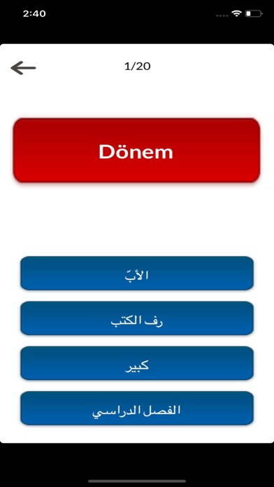 Luna: Arabic Turkis Verbs Test Screenshot