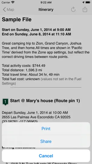 Capture d'écran de Road Trip Planner Viewer sur iPhone 3