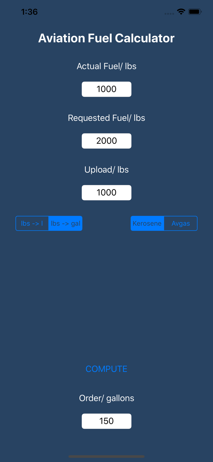 Aviation Fuel Calculator