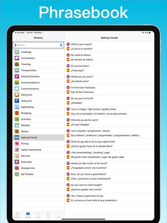 Spanish Dictionary + © iPad screenshot