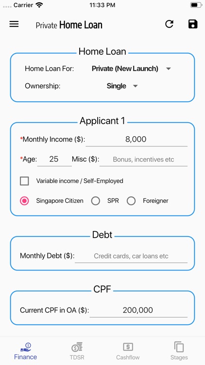 Singapore Home Loan Calculator