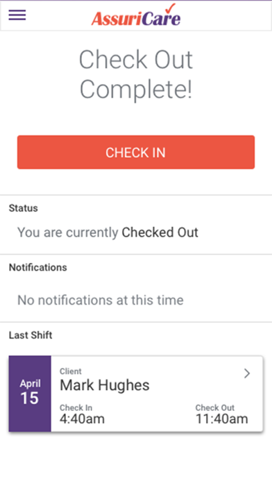 AssuriCare Caregiver iPhone screenshot