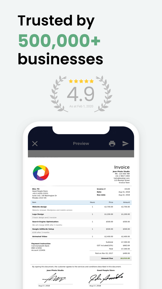 #2. Invoice Maker & Estimate App (iOS) 由: Bookipi Pty Ltd