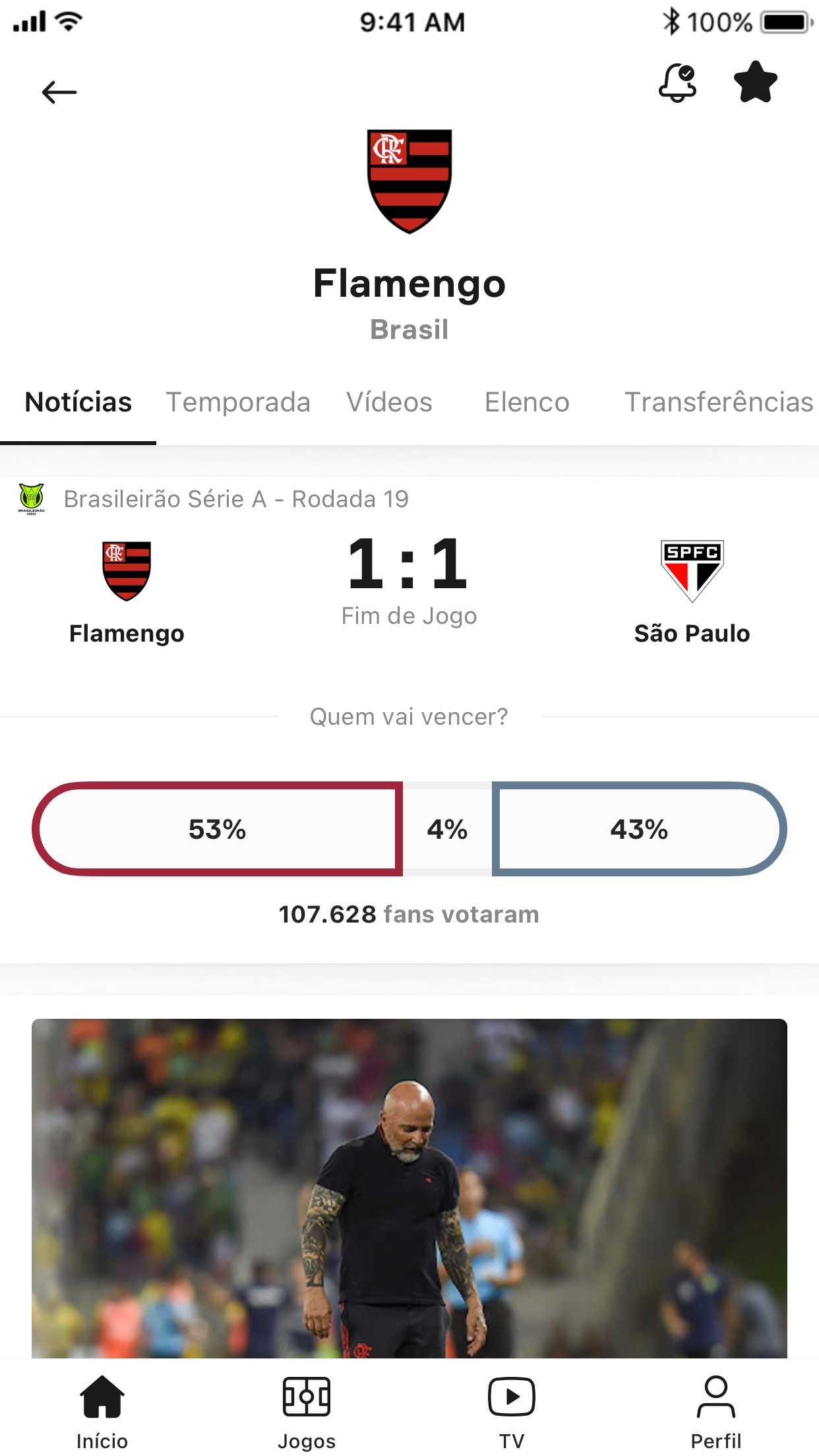 Screenshot do app OneFootball Resultados Futebol