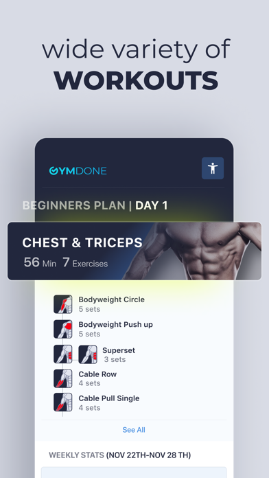 Screenshot #2 pour GYMDONE - Gym Workout Planner