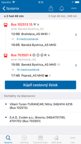 Cestovné poriadky CP screenshot