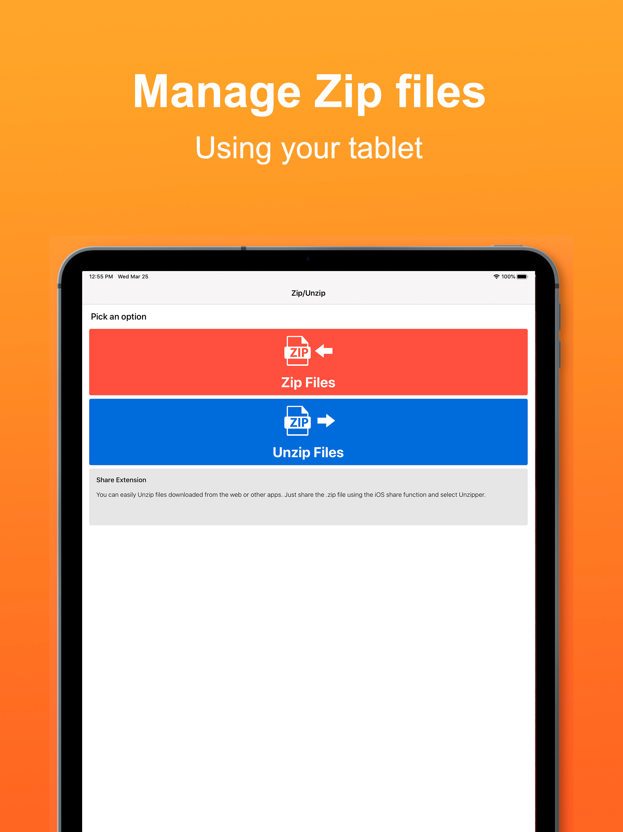 Unzipper: Zip and Unzip files