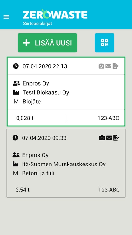 ZeroWaste Siirtoasiakirja