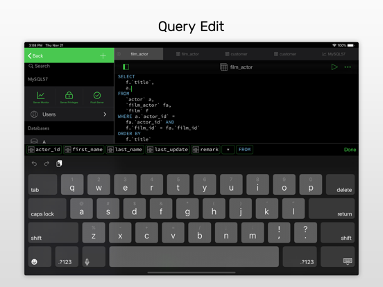Navicat for MySQL iPad app afbeelding 3