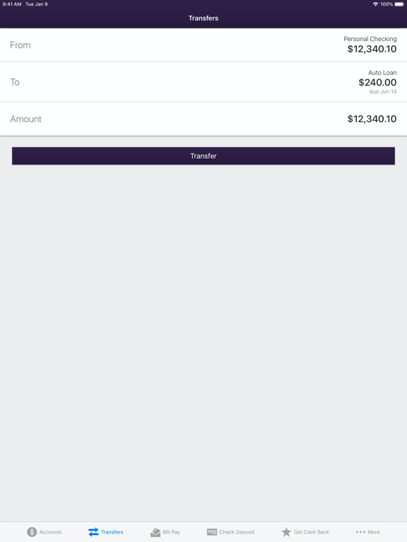 General Electric Credit Union iPad screenshot