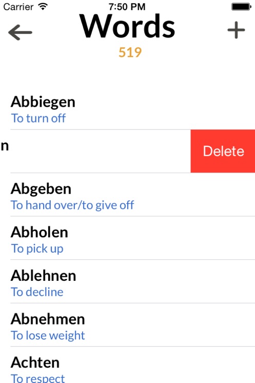 German English Verbs Test