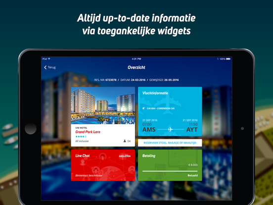 Corendon.nl iPad app afbeelding 2