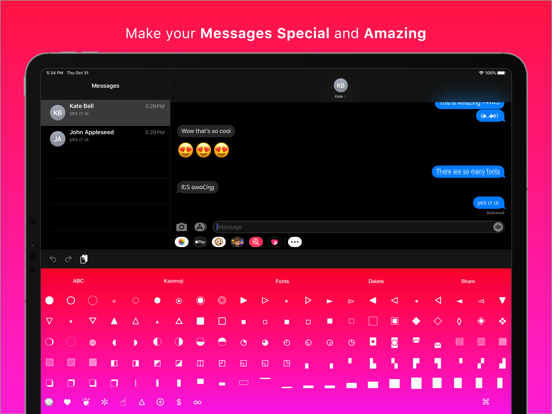 Cool Symbols Keyboard & Fonts iPad screenshot 6 - Utilities app