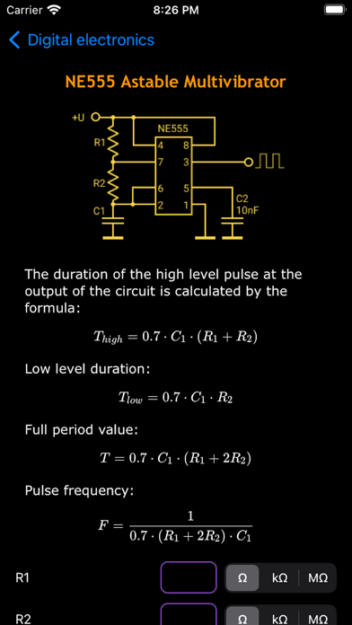 Electronic Circuits Calculator Screenshot