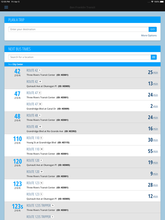 MyRide: Ben Franklin Transit iPad screenshot 1 - Navigation app