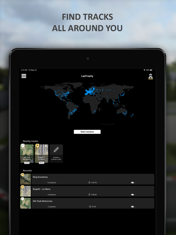 LapTrophy - Track Lap Timer iPad screenshot 2 - Sports app