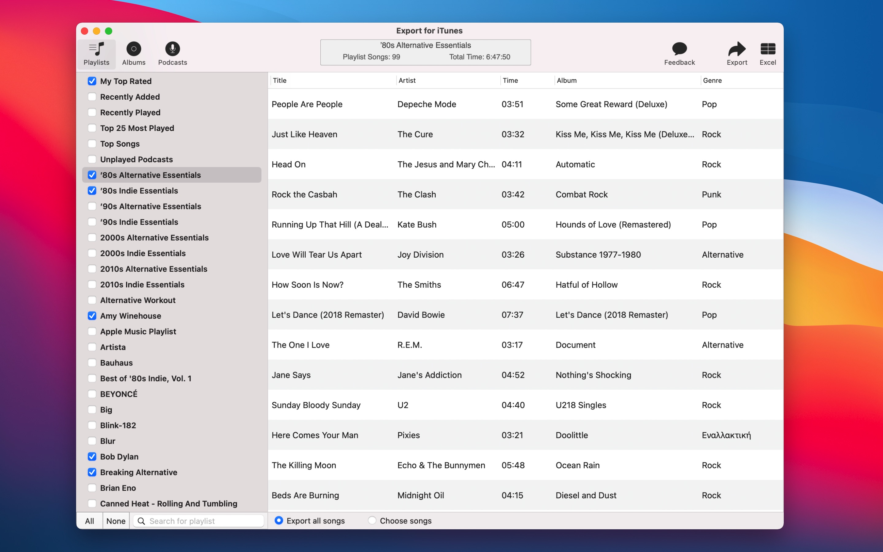 Screenshot do app Export for iTunes