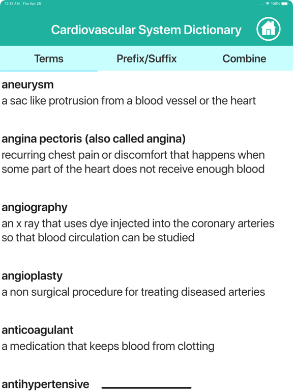 Cardiovascular Medical Terms iPad screenshot