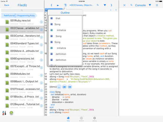 Screenshot #4 pour rubyi$-run code, autocomplete