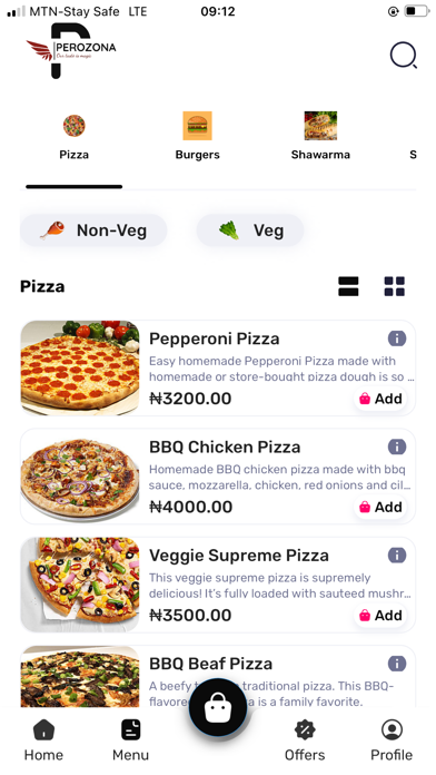 Perozona: Food Delivery Screenshot