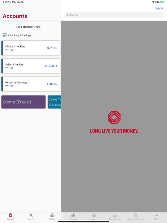 BOK Financial Mobile Banking iPad screenshot 2 - Finance app