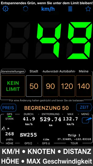 Screenshot von Tacho 55 Pro. GPS-Kit. auf dem iPhone 3