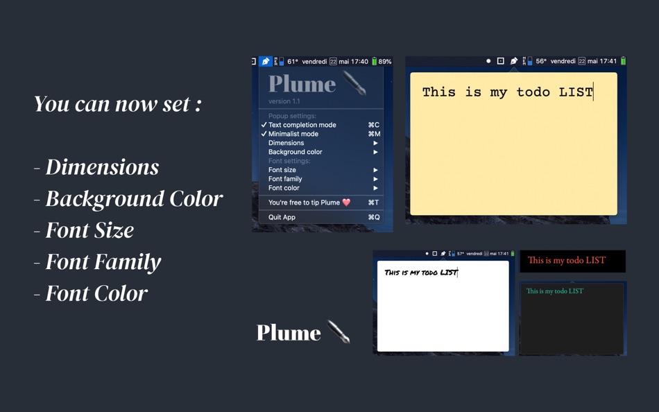 #4. Plume - Light Menubar Note (macOS) Bởi: CREACH Agency
