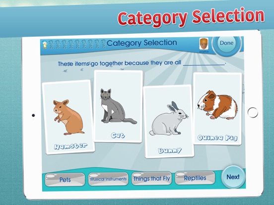 Categories Learning Center iPad screenshot