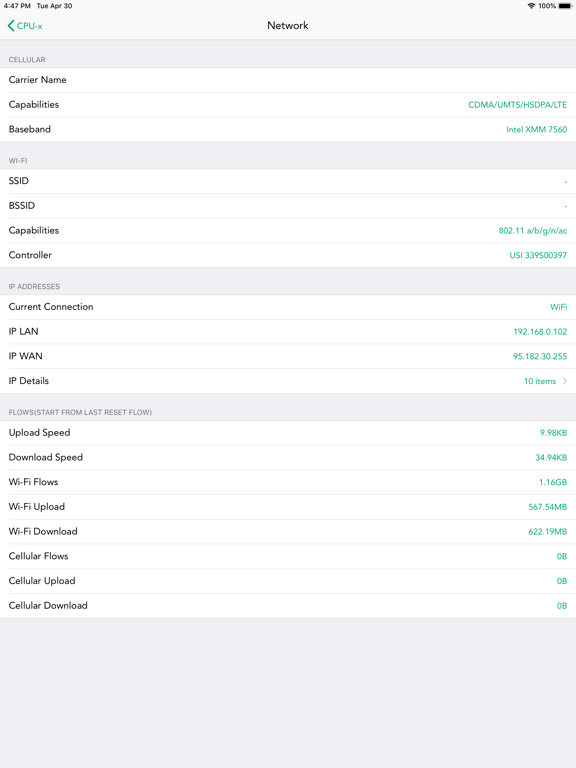 CPU-x Dasher z Battery life iPad screenshot 8 - Productivity app