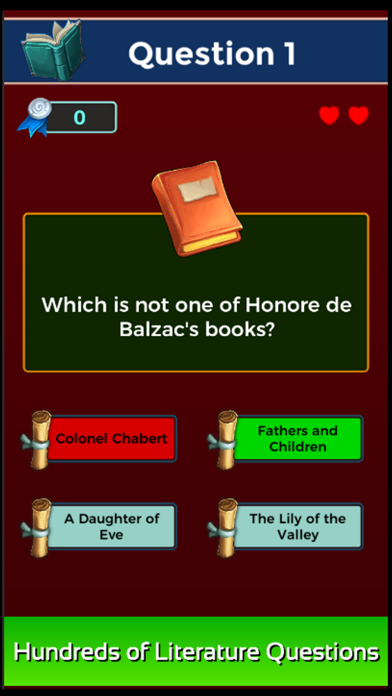 Literature Quiz Game Screenshot