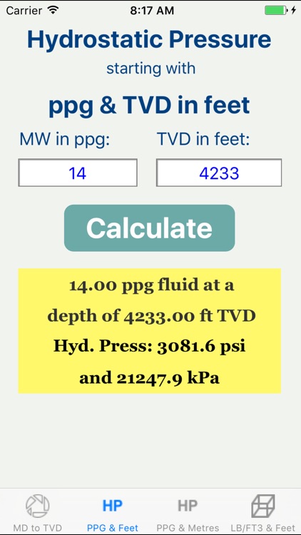 OilField Hydrostatic Pressure.