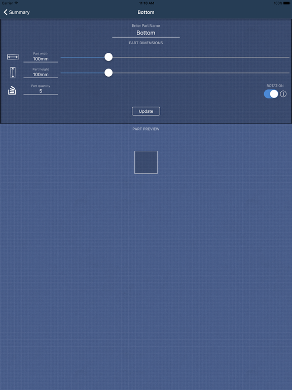 iOptiCut iPad screenshot