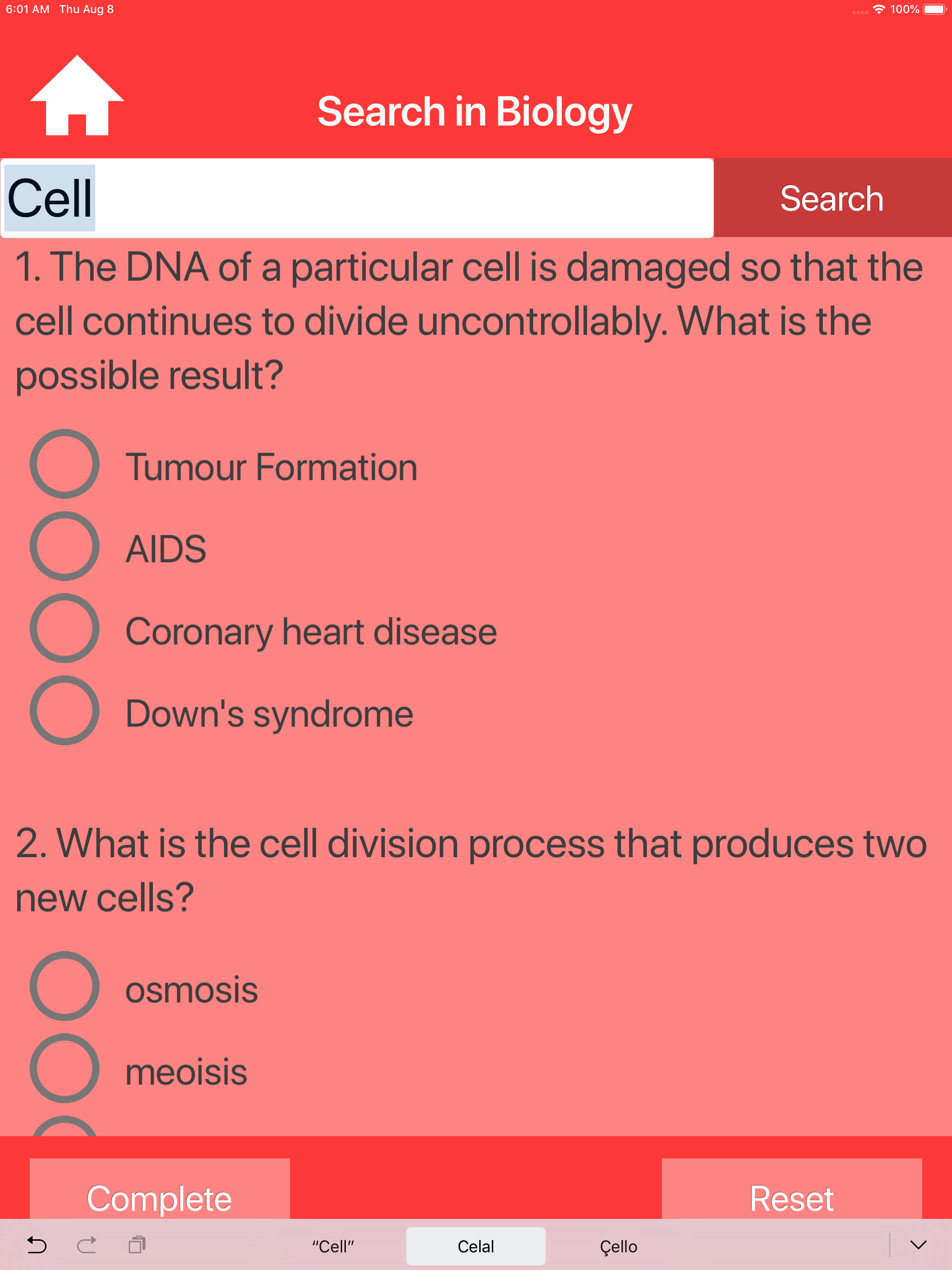 College Biology Quiz screenshot 12