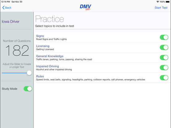 Iowa DMV Test Prep iPad screenshot