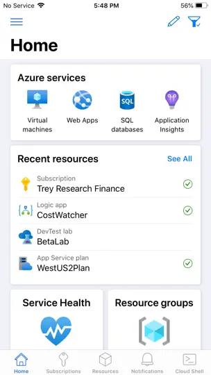 Microsoft Azure iPhone Screenshot 1