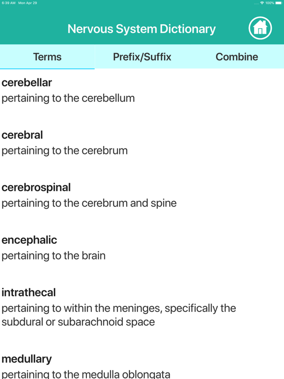 Nervous System Medical Terms iPad screenshot