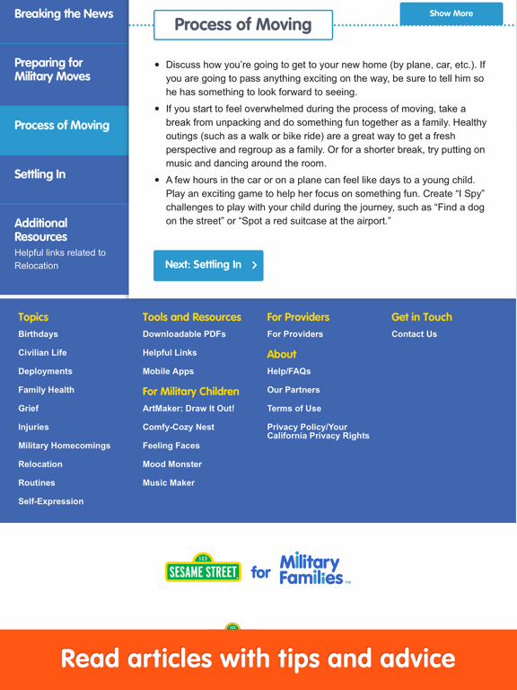 Sesame for Military Families iPad screenshot 4 - Education app